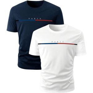 imageSOLY HUX Mens Letter Graphic Tee Tops Classic Short Sleeve Crew Neck TShirts 2 PieceWhite and Dark Blue