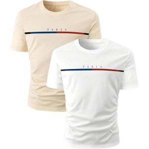 imageSOLY HUX Mens Letter Graphic Tee Tops Classic Short Sleeve Crew Neck TShirts 2 PieceWhite and Khaki