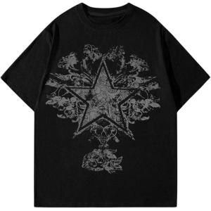 imageSOLY HUX Mens Y2k Graphic Tees Star Floral Print Short Sleeve Summer Goth T Shirt TopBlack Star