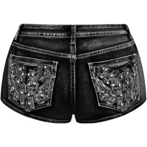 imageSOLY HUX Womens Y2k Sparkly Jeans Skinny Mini Denim Shorts Music Festival Rave OutfitsDark Grey