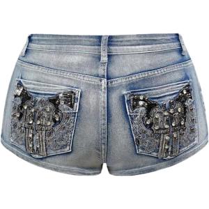 imageSOLY HUX Womens Y2k Sparkly Jeans Skinny Mini Denim Shorts Music Festival Rave OutfitsLight Blue