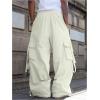 imageSOLY HUX Mens Baggy Cargo Pants Wide Leg Parachute Pants with Pocket StreetwearPlain Beige