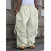 imageSOLY HUX Mens Baggy Cargo Pants Wide Leg Parachute Pants with Pocket StreetwearPlain Beige