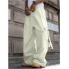 imageSOLY HUX Mens Baggy Cargo Pants Wide Leg Parachute Pants with Pocket StreetwearPlain Beige