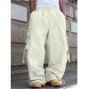 imageSOLY HUX Mens Baggy Cargo Pants Wide Leg Parachute Pants with Pocket StreetwearPlain Beige
