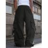 imageSOLY HUX Mens Baggy Cargo Pants Wide Leg Parachute Pants with Pocket StreetwearPlain Black