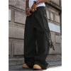 imageSOLY HUX Mens Baggy Cargo Pants Wide Leg Parachute Pants with Pocket StreetwearPlain Black