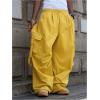 imageSOLY HUX Mens Baggy Cargo Pants Wide Leg Parachute Pants with Pocket StreetwearPlain Yellow