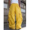 imageSOLY HUX Mens Baggy Cargo Pants Wide Leg Parachute Pants with Pocket StreetwearPlain Yellow