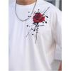 imageSOLY HUX Mens Rose Print Graphic Tees Oversized T Shirt Summer Tops CasualWhite Graphic