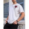 imageSOLY HUX Mens Rose Print Graphic Tees Oversized T Shirt Summer Tops CasualWhite Graphic