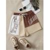 imageSOLY HUX Womens Color Block Letter Graphic Shorts Drawstring Elastic Waist Summer Sweat ShortsMulticoloured Letter