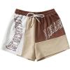 imageSOLY HUX Womens Color Block Letter Graphic Shorts Drawstring Elastic Waist Summer Sweat ShortsMulticoloured Letter