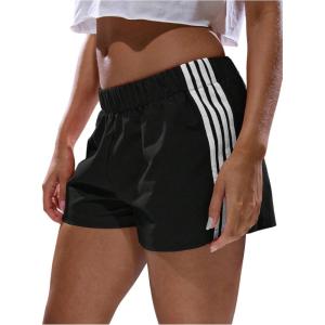 imageSOLY HUX Womens Summer Side Striped Mini Shorts Elastic Waist Lounge Workout Loose Short PantsBlack Striped