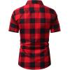 imageSOLY HUX Mens Basic Short Sleeve Plaid Shirts Button Down Collared Shirt Casual Work Business TopsBlack and Red