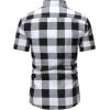 imageSOLY HUX Mens Basic Short Sleeve Plaid Shirts Button Down Collared Shirt Casual Work Business TopsBlack and White