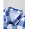 imageSOLY HUX Mens Basic Short Sleeve Plaid Shirts Button Down Collared Shirt Casual Work Business TopsBlue and White