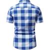imageSOLY HUX Mens Basic Short Sleeve Plaid Shirts Button Down Collared Shirt Casual Work Business TopsBlue and White