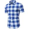 imageSOLY HUX Mens Basic Short Sleeve Plaid Shirts Button Down Collared Shirt Casual Work Business TopsBlue and White