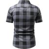 imageSOLY HUX Mens Basic Short Sleeve Plaid Shirts Button Down Collared Shirt Casual Work Business TopsGrey and Black