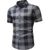 imageSOLY HUX Mens Basic Short Sleeve Plaid Shirts Button Down Collared Shirt Casual Work Business TopsGrey and Black