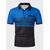 imageSOLY HUX Mens Golf Shirts Short Sleeve Striped Collared T Shirt Casual Work ShirtsBlack and Blue