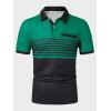 imageSOLY HUX Mens Golf Shirts Short Sleeve Striped Collared T Shirt Casual Work ShirtsBlack and Green
