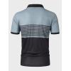 imageSOLY HUX Mens Golf Shirts Short Sleeve Striped Collared T Shirt Casual Work ShirtsBlack and Grey