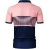 imageSOLY HUX Mens Golf Shirts Short Sleeve Striped Collared T Shirt Casual Work ShirtsBlue and Pink