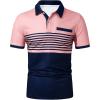 imageSOLY HUX Mens Golf Shirts Short Sleeve Striped Collared T Shirt Casual Work ShirtsBlue and Pink