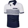 imageSOLY HUX Mens Golf Shirts Short Sleeve Striped Collared T Shirt Casual Work ShirtsBlue and White