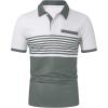 imageSOLY HUX Mens Golf Shirts Short Sleeve Striped Collared T Shirt Casual Work ShirtsGrey Green