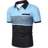 imageSOLY HUX Mens Golf Shirts Short Sleeve Striped Collared T Shirt Casual Work ShirtsLight Blue