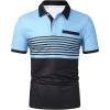imageSOLY HUX Mens Golf Shirts Short Sleeve Striped Collared T Shirt Casual Work ShirtsLight Blue