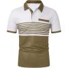 imageSOLY HUX Mens Golf Shirts Short Sleeve Striped Collared T Shirt Casual Work ShirtsMulti Brown