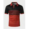 imageSOLY HUX Mens Golf Shirts Short Sleeve Striped Collared T Shirt Casual Work ShirtsRed and Black