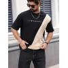 imageSOLY HUX Mens Graphic Tee Tops Vintage Letter Print Short Sleeve Crewneck Casual Summer T ShirtsBlack and Beige