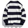 imageSOLY HUX Mens Striped Print Sweatshirts Long Sleeve Collared Preppy Shirts Half Placket Tops Fall OutfitsBlue and White