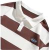 imageSOLY HUX Mens Striped Print Sweatshirts Long Sleeve Collared Preppy Shirts Half Placket Tops Fall OutfitsBrown and White
