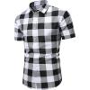 imageSOLY HUX Mens Basic Short Sleeve Plaid Shirts Button Down Collared Shirt Casual Work Business TopsBlack and White
