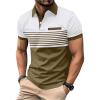 imageSOLY HUX Mens Golf Shirts Short Sleeve Striped Collared T Shirt Casual Work ShirtsMulti Brown