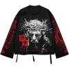 imageSOLY HUX Mens Goth Graphic Tees Grunge Jesus Long Sleeve Shirts Crew Neck Hip Hop Tops StreetwearBlack Red Graphic