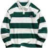 imageSOLY HUX Mens Striped Print Sweatshirts Long Sleeve Collared Preppy Shirts Half Placket Tops Fall OutfitsGreen and White