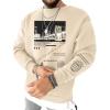 imageSOLY HUX Sweatshirts for Men Letter Graphic Crew Neck Long Sleeve Drop Shoulder Pullover TopApricot Graphic