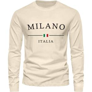 imageSOLY HUX Mens Casual Graphic Tees Letter Print T Shirt Long Sleeve Crewneck Casual TopsApricot Letter