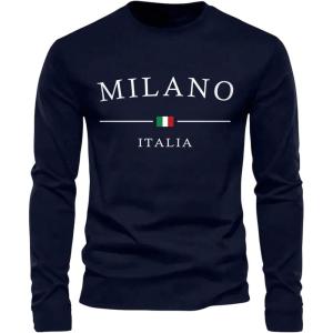 imageSOLY HUX Mens Casual Graphic Tees Letter Print T Shirt Long Sleeve Crewneck Casual TopsDark Blue Letter