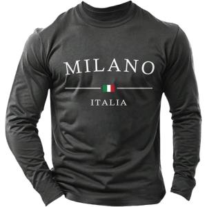 imageSOLY HUX Mens Casual Graphic Tees Letter Print T Shirt Long Sleeve Crewneck Casual TopsDark Grey Letter