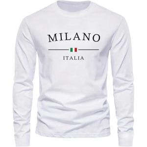 imageSOLY HUX Mens Casual Graphic Tees Letter Print T Shirt Long Sleeve Crewneck Casual TopsWhite Letter