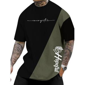 imageSOLY HUX Mens Color Block Letter Graphic Tops Short Sleeve T Shirt Summer Tee TopBlack and Green