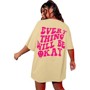 imageSOLY HUX Mens Graphic T Shirts Letter Print Short Sleeve Round Neck Casual Tees TopsApricot and Pink